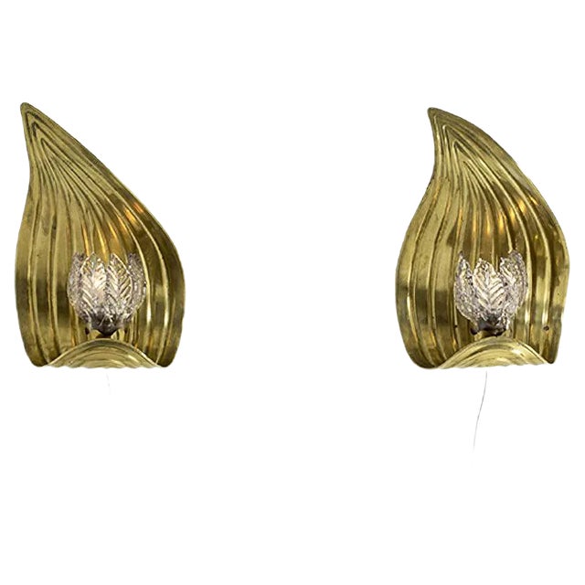 Swedish Brass Wall Lamps, Set of 2 For Sale