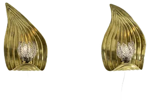 Swedish Brass Wall Lamps, Set of 2