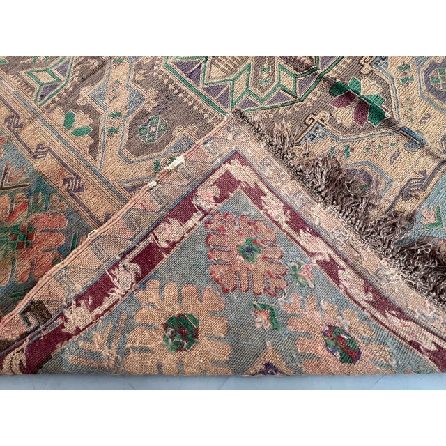 Antique Caucasian Worn Medallion Tribal Rug - 11'8" X 6'3" For Sale - Image 14 of 14
