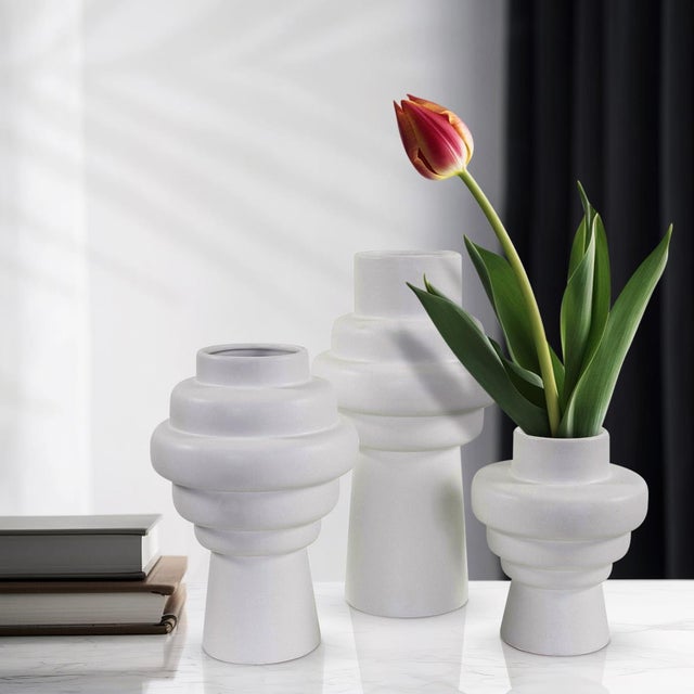 White Zopol Contemporary Vase- Tall For Sale - Image 8 of 9