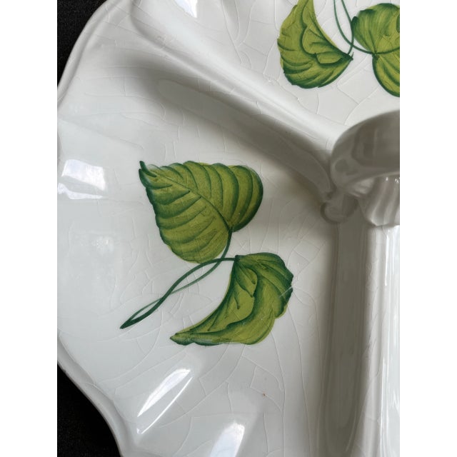 Shabby Chic Vintage Italian Hand-Painted Ivy Relish Dish For Sale - Image 3 of 10