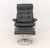 Ekornes Gray Leather Upholstered Lounge Chair and Ottoman, with chrome-plated circular bases. 37" H x 30" W x 26" D; seat:...
