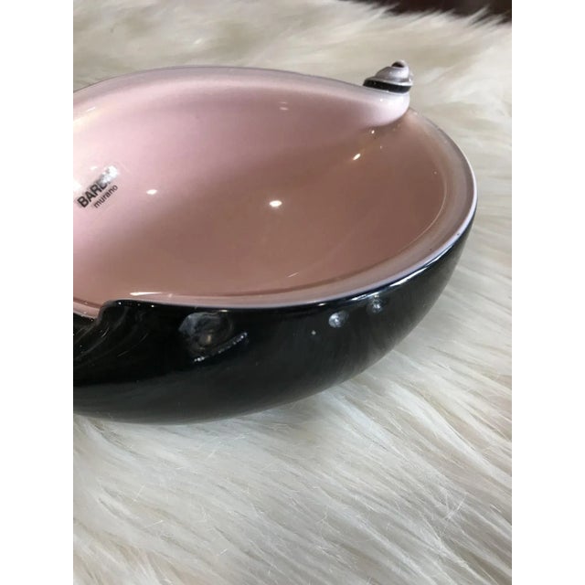 1950s 1950s Alfredo Barbini Black & Pink Murano Glass Shell Dish For Sale - Image 5 of 5