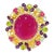 Bochic “Orient” Ruby & Fancy Multi Color Gems Large 18k Gold & Silver Cocktail Ring Size 4.5 For Sale
