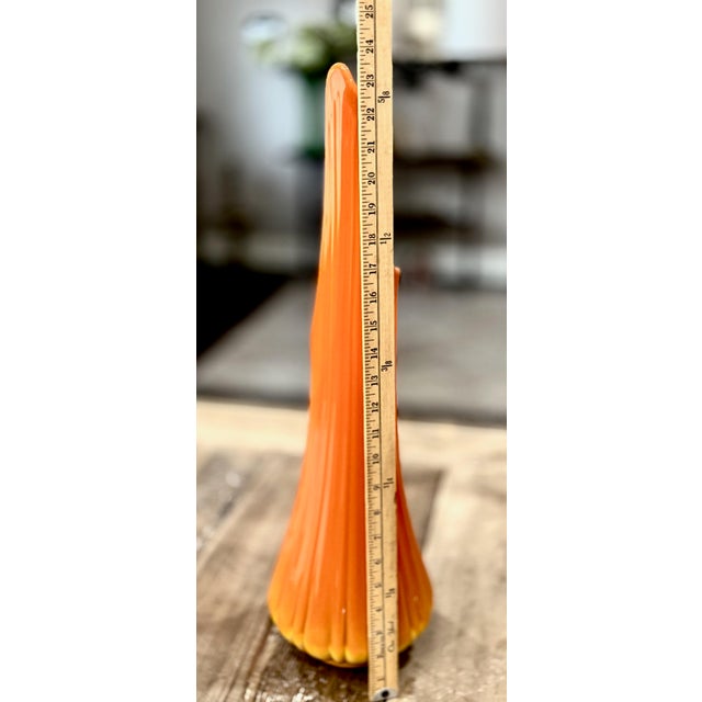 Glass Vintage Le Smith Bittersweet Ribbed Swung Vase - 24"h - Great Mouth For Sale - Image 7 of 8