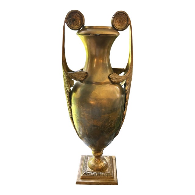 Mid 20th Century Solid Brass Neoclassical Urn Acanthus Leaf Vase For Sale