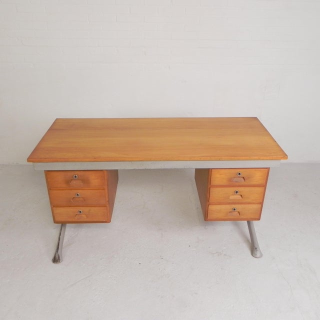 Industrial Desk with Drawer Units, Belgium, 1960s For Sale - Image 4 of 18