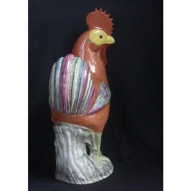 Antique Early 19th Century Chinese Export Famille Rose Porcelain Model of a Cockerel For Sale - Image 4 of 7