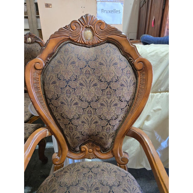 1900 - 1909 Mid-1900s Louis XV Revival Walnut Dining Chairs - Set of 10 For Sale - Image 5 of 16