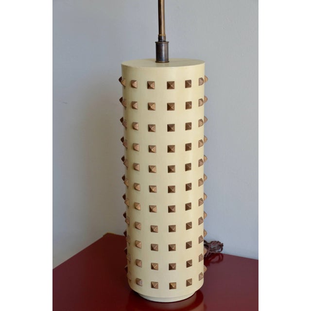 Large Studded Cylinder Table Lamp For Sale - Image 4 of 7