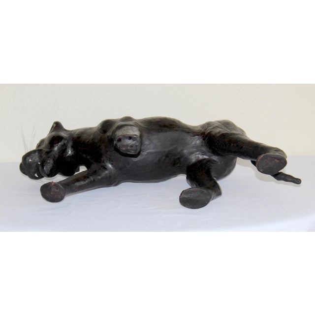 Vintage Mid-Century Black Leather Panther Sculpture – Handcrafted British Safari Animal Figurine For Sale - Image 14 of 14