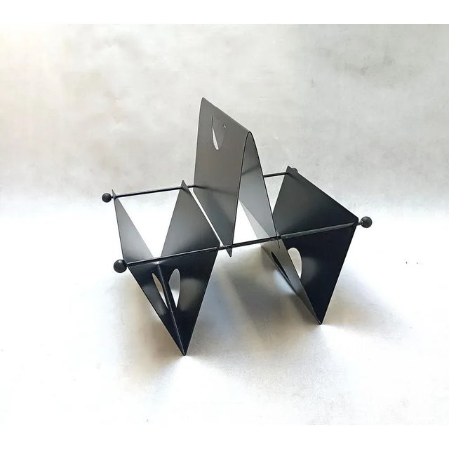 Black Magazine Rack, Italy, 1980s For Sale - Image 8 of 9