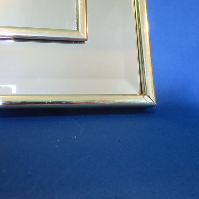 Metal 1980s Square Brass Double Frame With Beveled Edged Mirror For Sale - Image 7 of 14