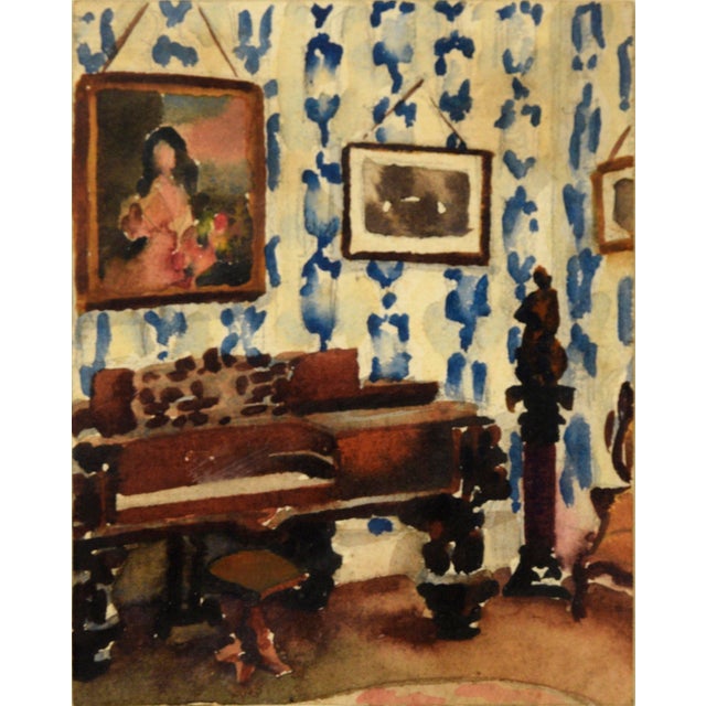 Pair of Interior Scenes of a Victorian Home - Watercolor on Heavy Paper by David Mode Payne For Sale - Image 4 of 10