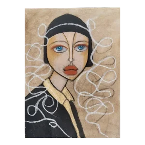 Wire Head Dress Yohji Yamamoto. Figurative Painting by Samantha Millington