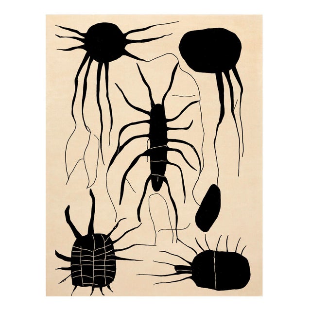 Modern Black and White Rectangular Insectu Rug by Tapis Studio for Hommés Studio For Sale - Image 4 of 5