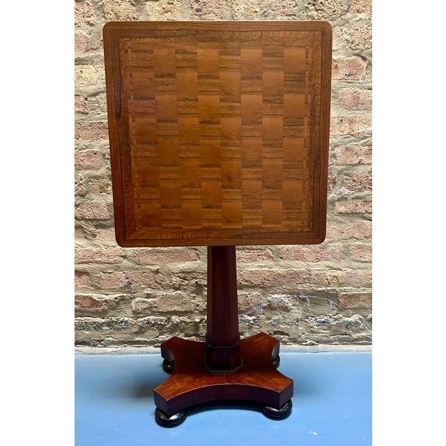 English William IV Rosewood and Mahogany Tilt Top Chess Table. Circa 1840 For Sale In Chicago - Image 6 of 12