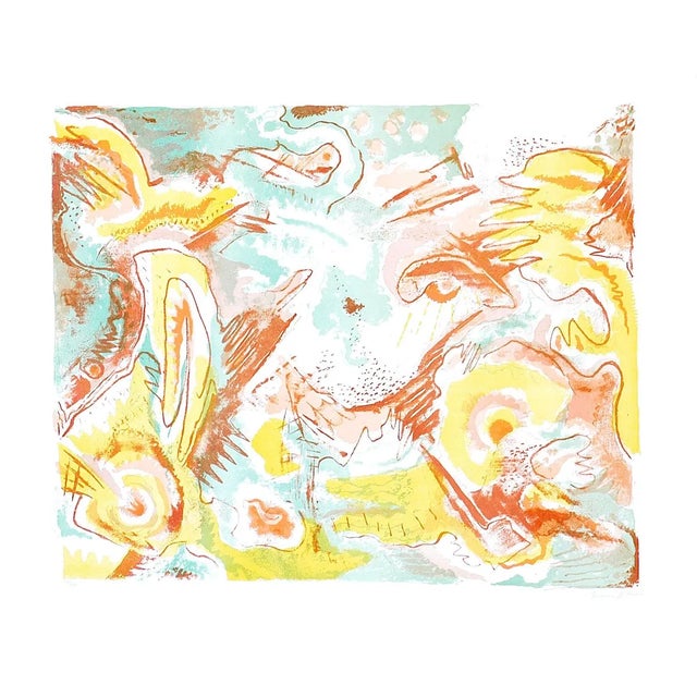 Abstract Landscape - Original Lithograph by Le Oben - 1970 ca. 1970 For Sale