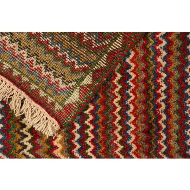 1950s Vintage Gabbeh Persian Tribal Rug in Chevron Patterns For Sale In New York - Image 6 of 7
