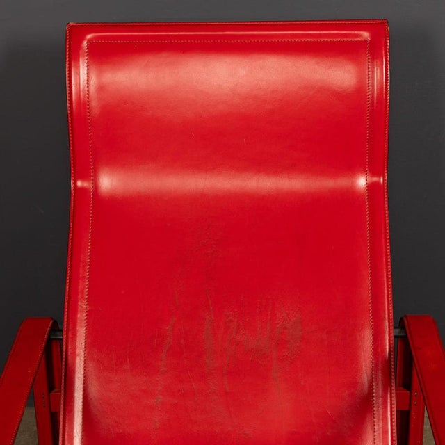 Red 20th Century Italian Red Leather Chair by Toussaint & Angeloni for Matteo Grassi, 1970 For Sale - Image 8 of 18