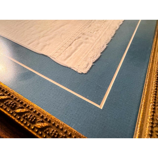 Blue Vintage Framed Lace Handkerchiefs – Set of 3 For Sale - Image 8 of 12