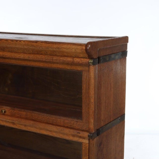 Arts & Crafts Antique Globe Wernicke Arts & Crafts Oak 3-Stack Barrister Bookcase C1920 For Sale - Image 3 of 11