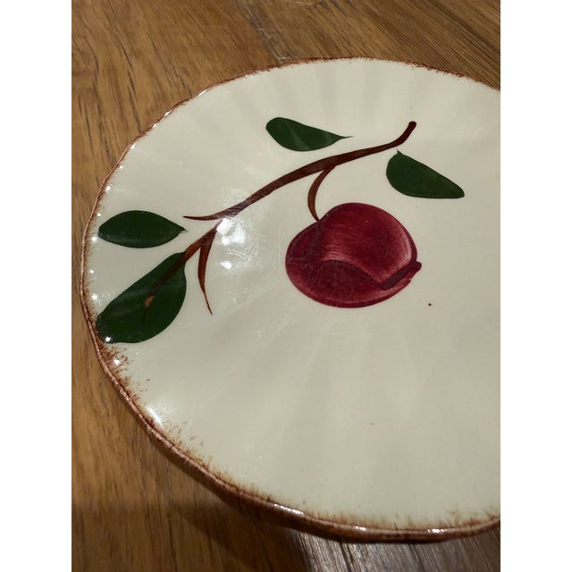 Vintage Blue Ridge Southern Potteries Hand-Painted "Crab Apple" Bread & Butter Plate - Brown Rim Variant For Sale - Image 4 of 6