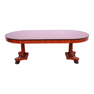 Baker Furniture Neoclassical Cherry Wood Extension Dining Table, Newly Refinished