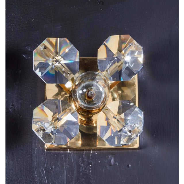 Copper Cut Crystal and Gold Hollywood Regency Sconces by Christoph Palme For Sale - Image 8 of 12
