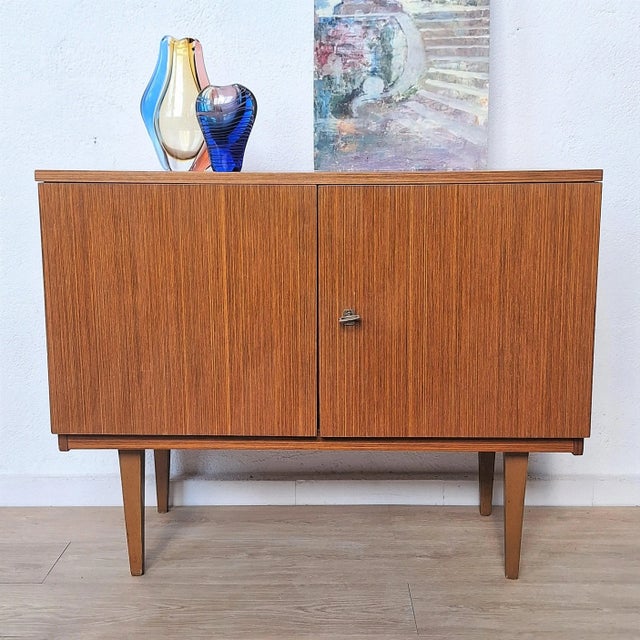 Brown Vintage Sideboard with Two Doors, 1950s For Sale - Image 8 of 9