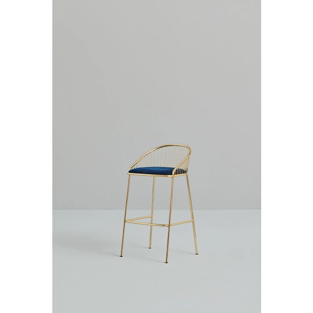 Agora Gold and Black Bar Stool by Pepe Albargues Dimensions: Chair Height 87 Seat 67, depth 52, width 50 cm Materials:...