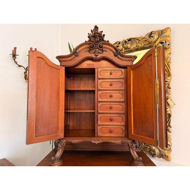Brown Pipe Baroque Top-Fronted Buffet Cabinet in Oak For Sale - Image 8 of 9