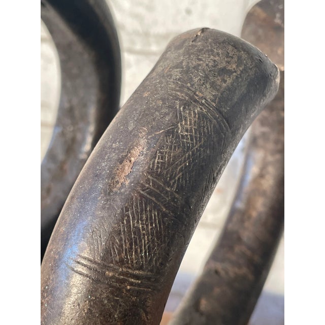 A Pair of Antique African Bronze Ngelima Mounted Currency Bracelets For Sale - Image 4 of 5