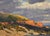 Red Cliffs by Tim Deibler | Oil Painting of red cliffs under a cloudy sky For Sale