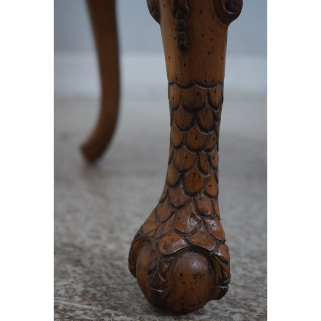 Tapestry Upholstered Eagle Carved Arm Clawfoot Chair For Sale - Image 10 of 12