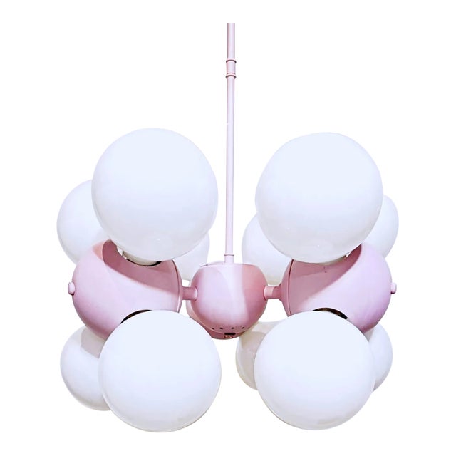 Mid-Century Pink Atomic Pendant Light Fixture For Sale