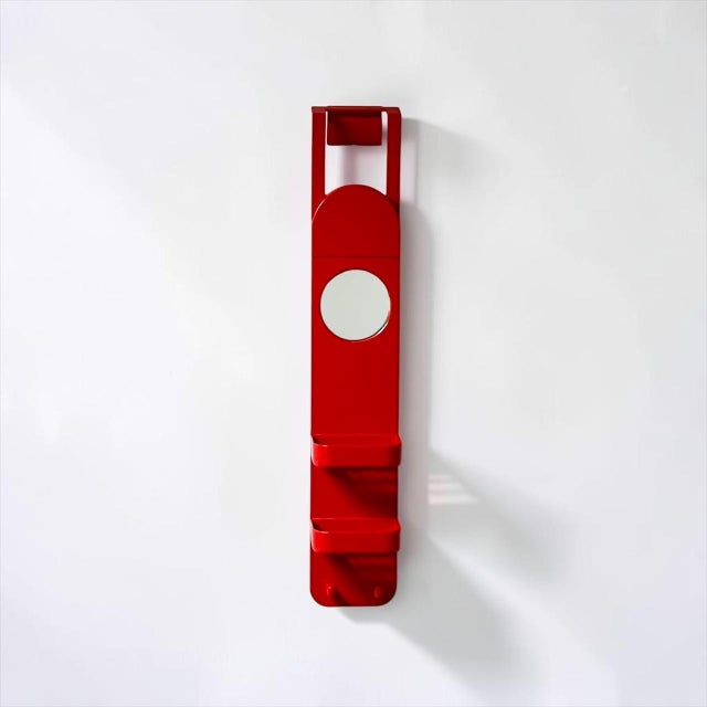 Red Wall Organizer with Mirror by Makio Hasuike for Gedy, Italy, 1970s For Sale - Image 13 of 18