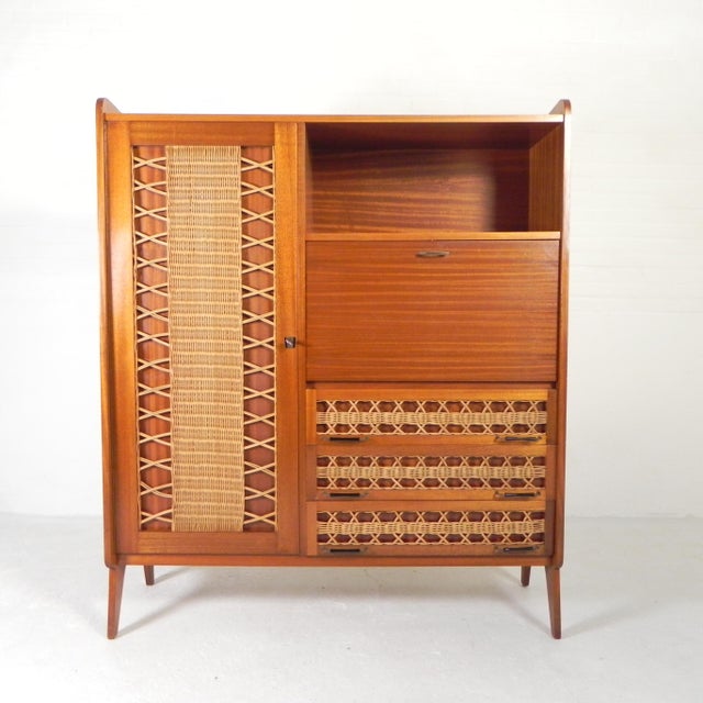 Vintage Secretaire in Rattan and Wood, 1960s For Sale - Image 14 of 18