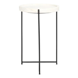 Bavaria Marble Side Table in White / Black For Sale