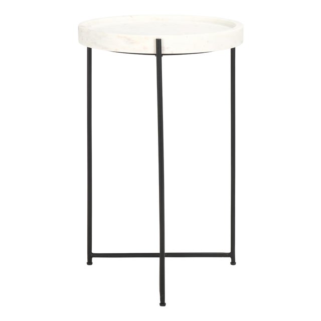 Bavaria Marble Side Table in White / Black For Sale