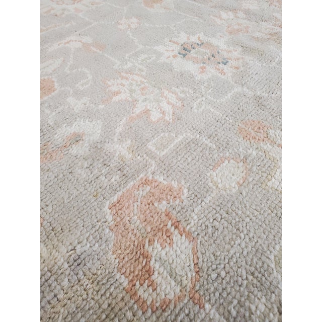 Antique Oushak Carpet, Handmade Turkish Oriental Rug, Beige, Taupe, Soft Gray For Sale - Image 12 of 18