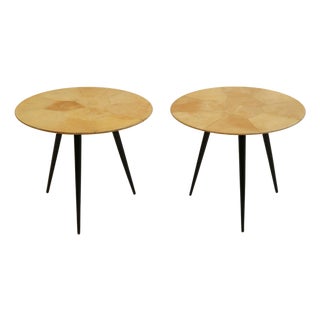 Pair of Small Aldo Tura Parchment Top Side Tables , Italy 1950's For Sale