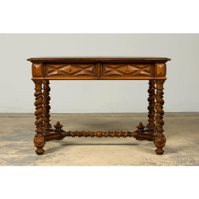 French Late 19th Century French Louis XIII Style Walnut Writing Table For Sale - Image 3 of 18