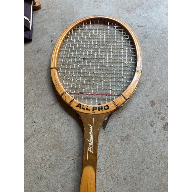 Vintage Miscellaneous Collection of Wooden Tennis Rackets With Cover For Sale In Atlanta - Image 6 of 12