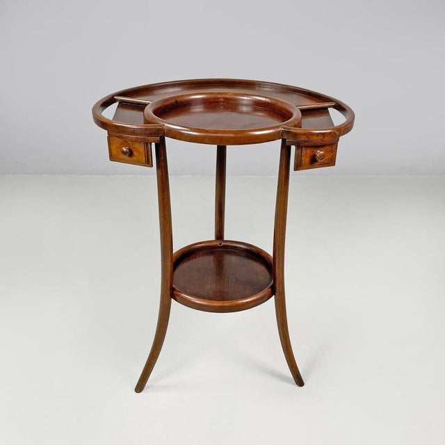 Wood Antique Italian Rounded Wooden Coffee Tables with Drawers, Early 1900s, Set of 2 For Sale - Image 7 of 18