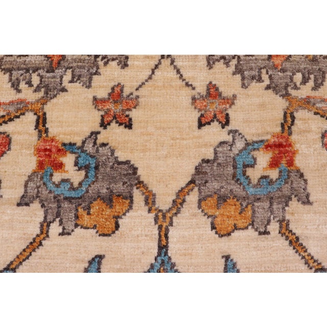 Shabby Chic Ziegler Beige/Red Wool Runner Rug- 2'0'' X 5'1'' For Sale - Image 4 of 10