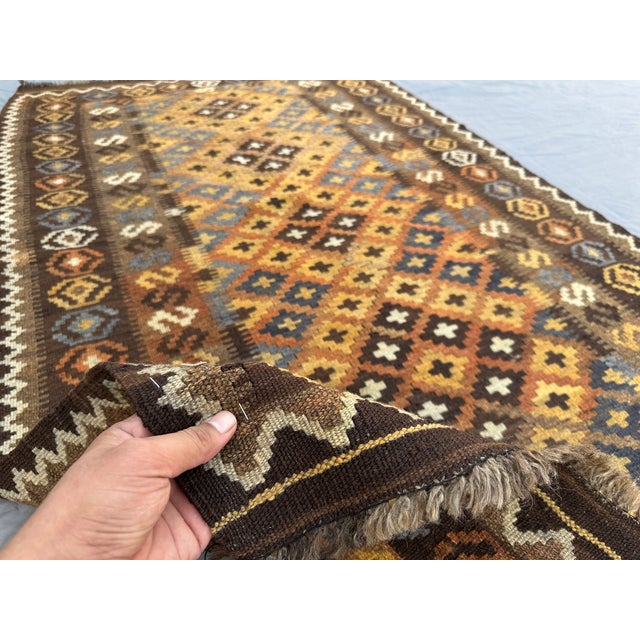 Textile 1970s Afghan Turkmen Flat Weave Tribal Kilim Rug For Sale - Image 7 of 8