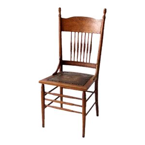 Antique Pressed Back Chair With Leather Seat