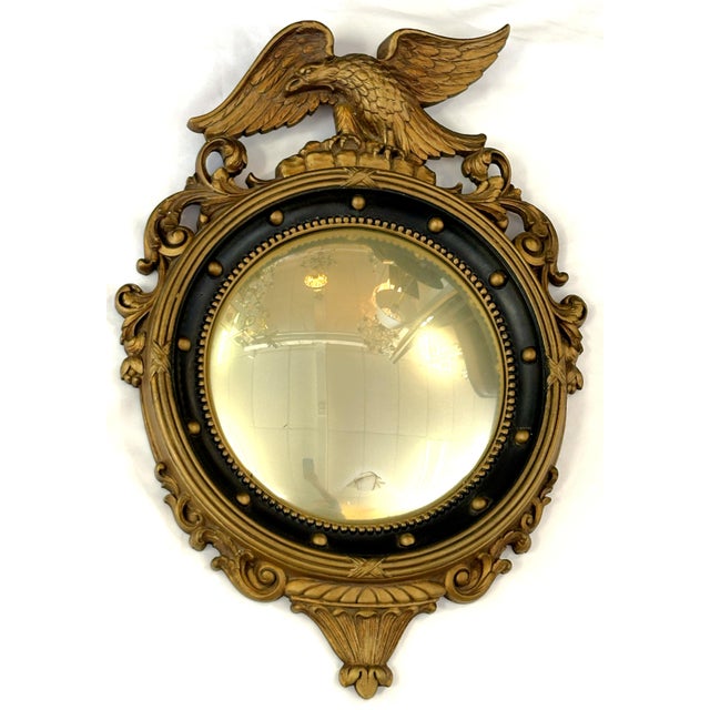 Hollywood Regency Vintage Syrocco Federal Style Convex Bullseye Wall Mirror For Sale - Image 3 of 16