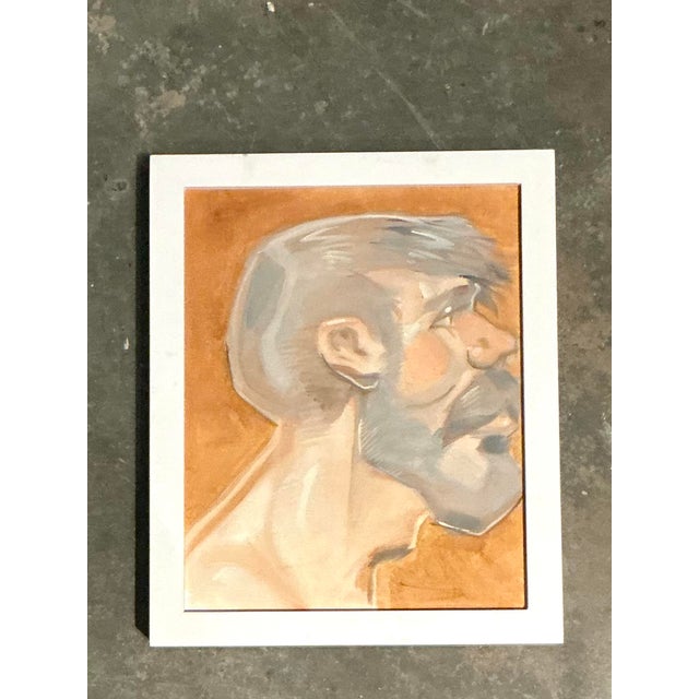Vintage Boho Original Oil Portrait of Man For Sale - Image 4 of 7